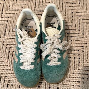 Adidas Teal and Cream Lace-Up Sneakers